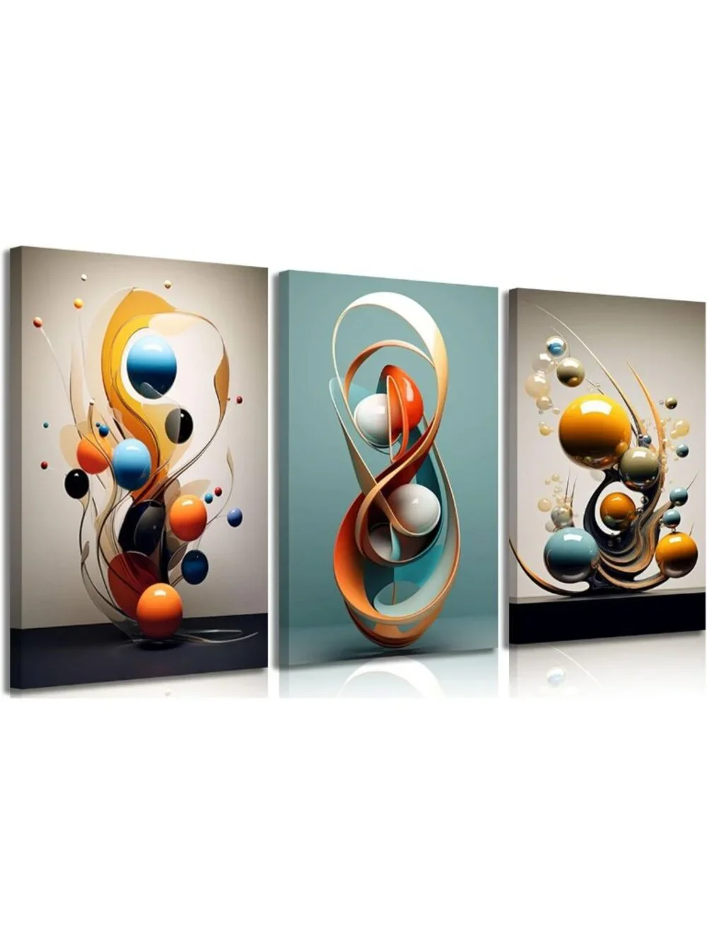 3-Piece Modern Abstract Geometry Canvas Wall Art Set - 12x16in Decor